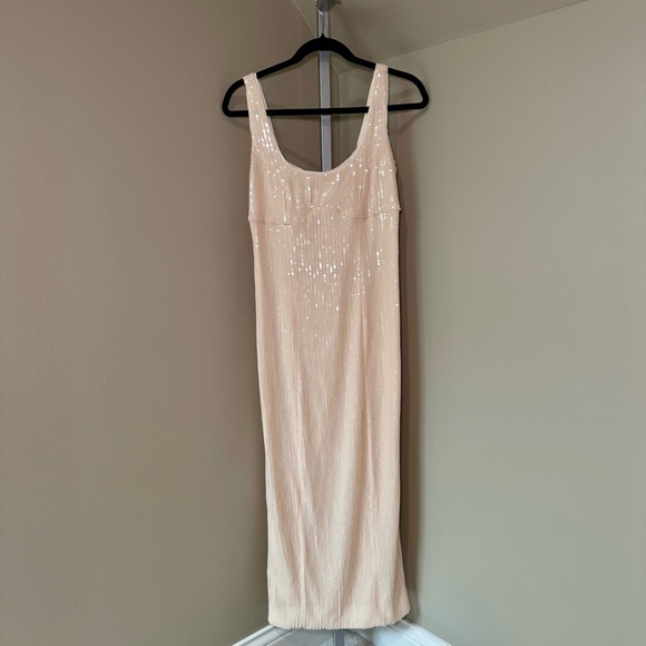 Women’s Pilcro Anthropologie sequin midi length gown size XS pale pink / ivory - Picture 1 of 6
